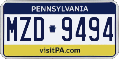 PA license plate MZD9494