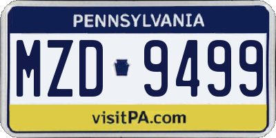 PA license plate MZD9499
