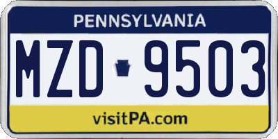 PA license plate MZD9503