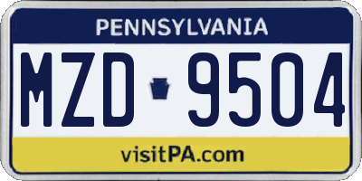 PA license plate MZD9504