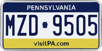 PA license plate MZD9505