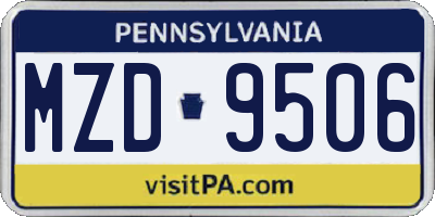 PA license plate MZD9506