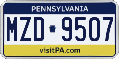 PA license plate MZD9507