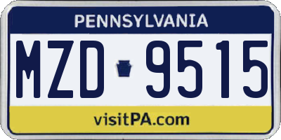 PA license plate MZD9515