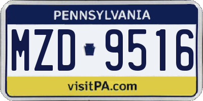 PA license plate MZD9516