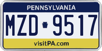 PA license plate MZD9517
