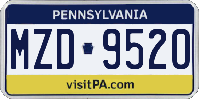 PA license plate MZD9520