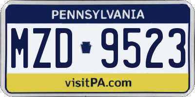 PA license plate MZD9523