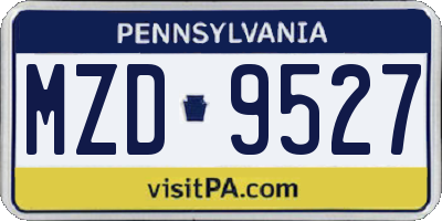 PA license plate MZD9527