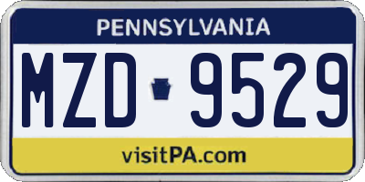 PA license plate MZD9529