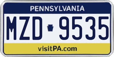 PA license plate MZD9535