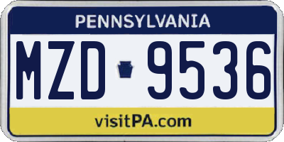 PA license plate MZD9536