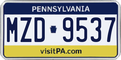 PA license plate MZD9537