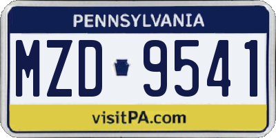 PA license plate MZD9541