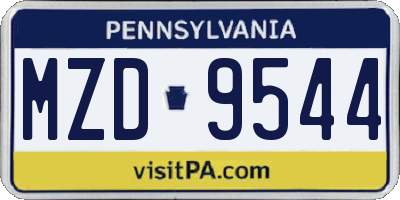 PA license plate MZD9544