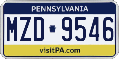 PA license plate MZD9546