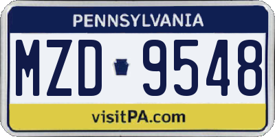 PA license plate MZD9548