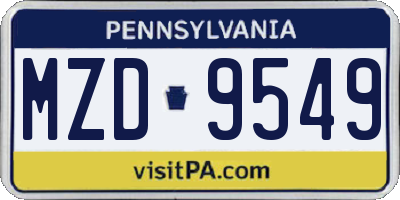 PA license plate MZD9549
