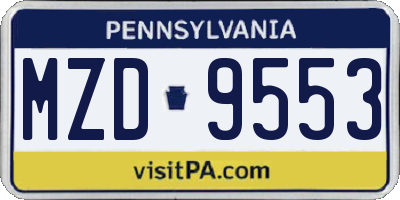 PA license plate MZD9553