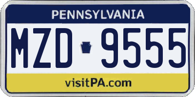 PA license plate MZD9555