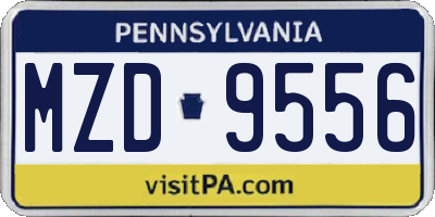 PA license plate MZD9556
