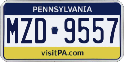 PA license plate MZD9557