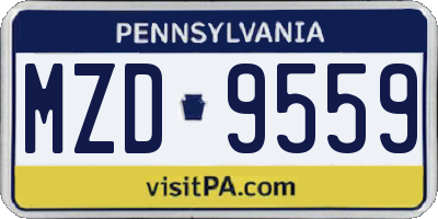 PA license plate MZD9559