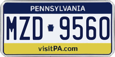 PA license plate MZD9560