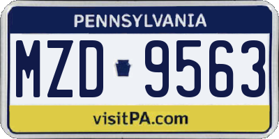 PA license plate MZD9563