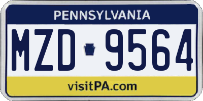 PA license plate MZD9564