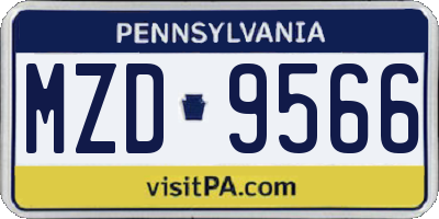PA license plate MZD9566