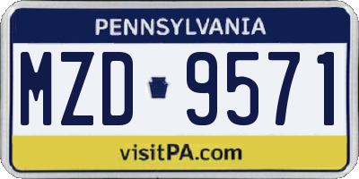 PA license plate MZD9571