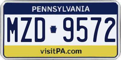 PA license plate MZD9572