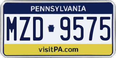 PA license plate MZD9575