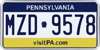 PA license plate MZD9578