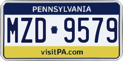 PA license plate MZD9579