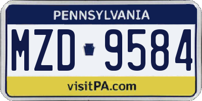 PA license plate MZD9584
