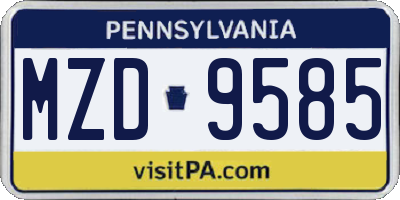 PA license plate MZD9585