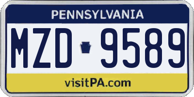 PA license plate MZD9589