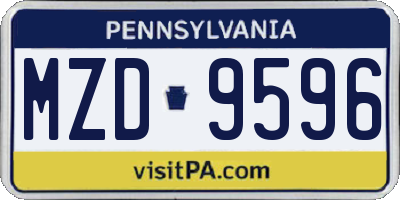 PA license plate MZD9596