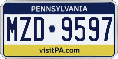 PA license plate MZD9597