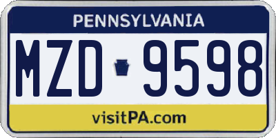 PA license plate MZD9598
