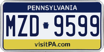 PA license plate MZD9599