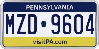 PA license plate MZD9604