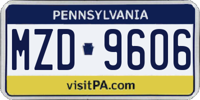 PA license plate MZD9606