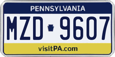 PA license plate MZD9607