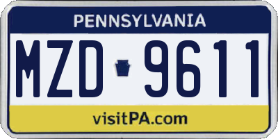 PA license plate MZD9611