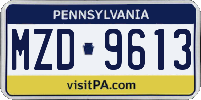 PA license plate MZD9613