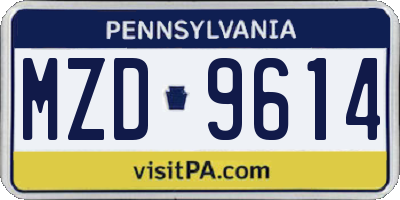 PA license plate MZD9614