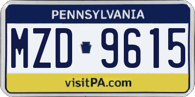 PA license plate MZD9615